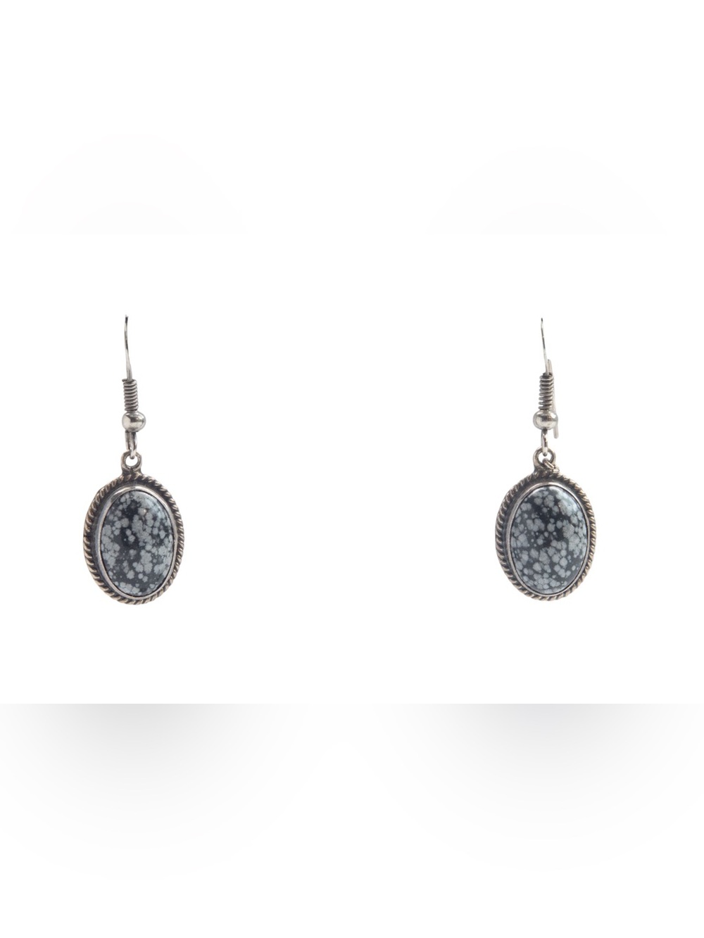 L. Begay Navajo Sterling Silver Snowflake Obsidian Drop Earrings